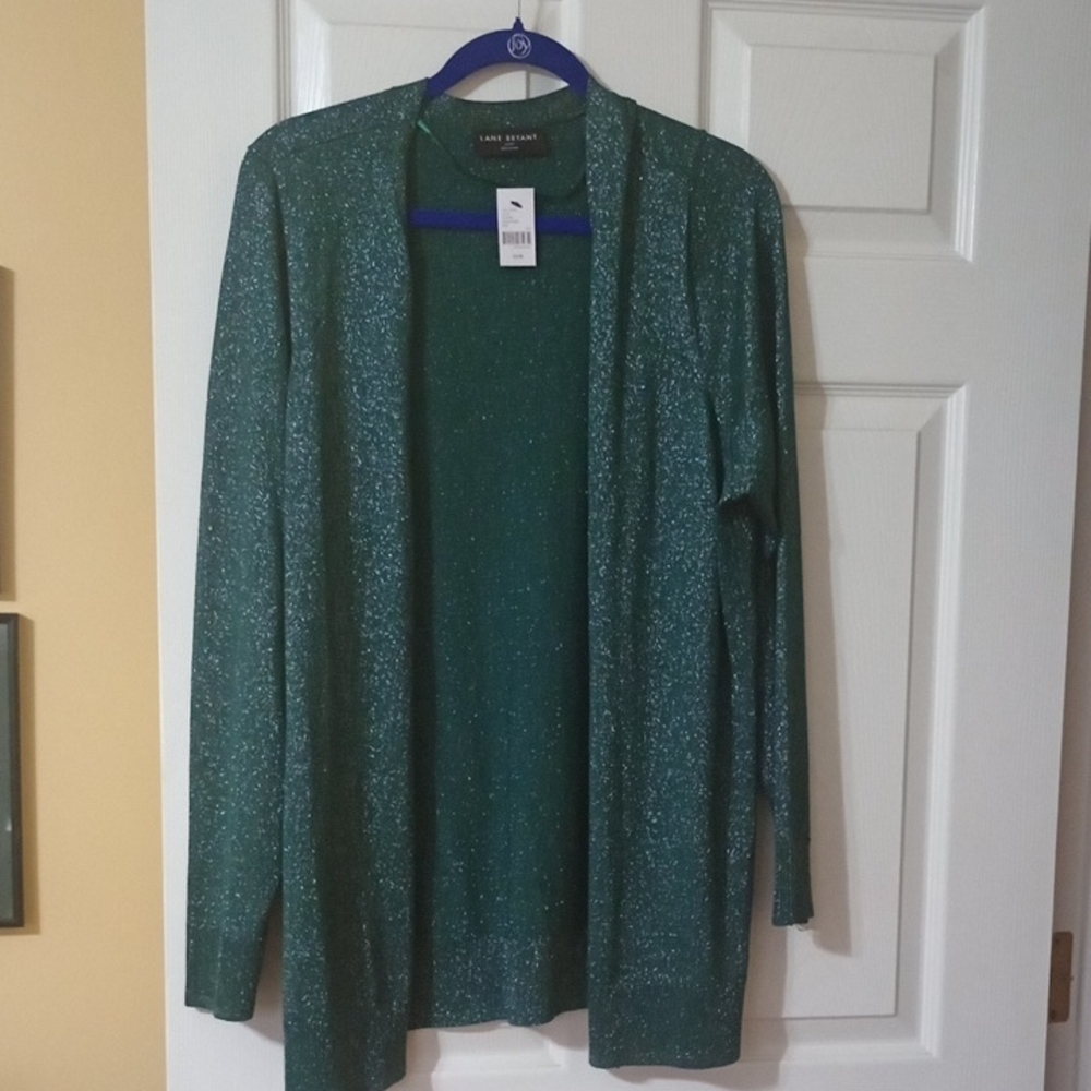 NWT Lane Bryant Green Sparkle Cardigan